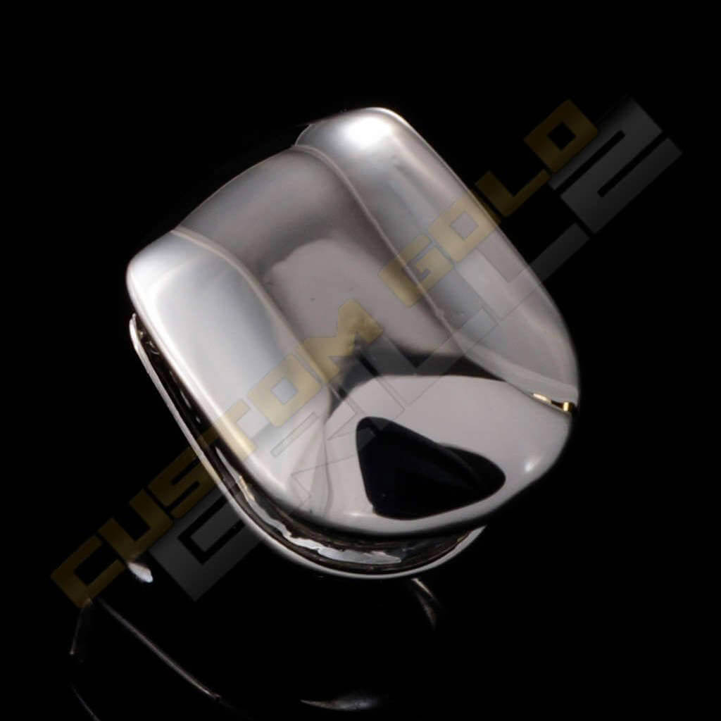 Silver Plated Single Top Tooth Grill Instantly-Made Top Side View