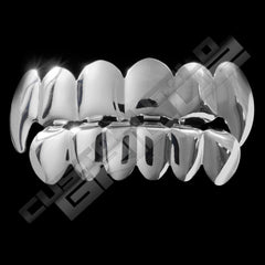 Custom Fit Fangs Silver Plated Teeth Grillz Caps Top & Bottom Set + Molds - Foto 4