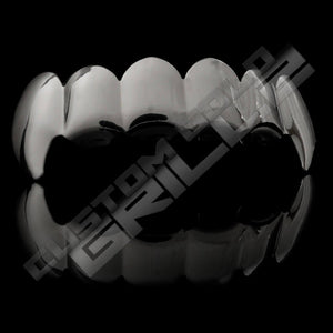 Silver Plated Vampire Fangs Grillz Instantly-Made Top Side View