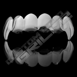 Silver Plated Vampire Fangs Grillz Instantly-Made Top Front View