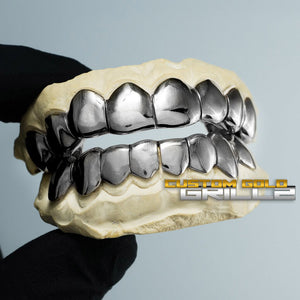 Solid .925 Sterling Silver Deep Cut Custom-Made Grillz including Logo on Actual Size