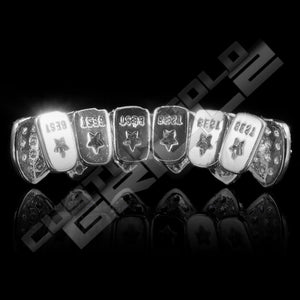 White Gold Plated CZ Cluster Premium Grillz Instantly-Made Back View