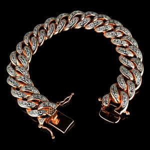 13mm Diamond Cuban Link Bracelet in Rose Gold