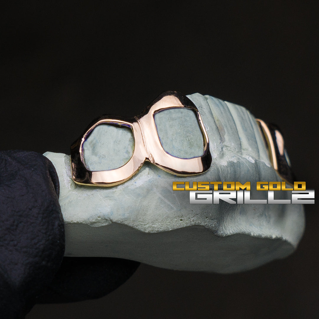 SOLID GOLD DOUBLE CAP TOOTH GRILLZ