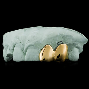 SOLID GOLD DOUBLE CAP TOOTH GRILLZ
