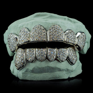 Solid Gold Natural Diamond Zigzag Setting Grillz