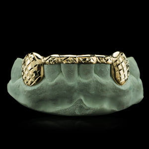 Solid Gold 6 Teeth with Connecting Bridge Grillz Bar