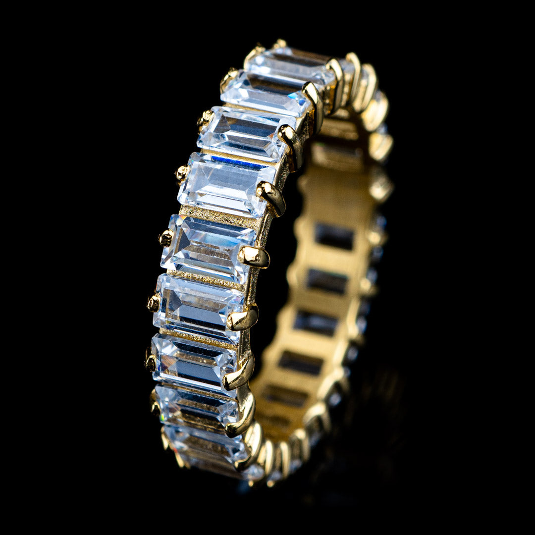 Diamond Baguette Cut Eternity Ring in Yellow Gold