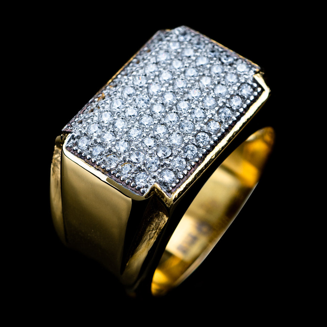 Diamond Rectangle Ring in Yellow Gold