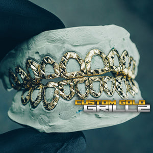 Solid Gold Open Face Diamond Cut With Diamond Dust Grillz