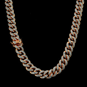 13mm Diamond Cuban Chain in Rose Gold