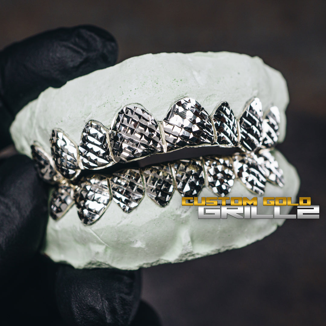 Solid .925 Sterling Silver Diamond Cut Grillz