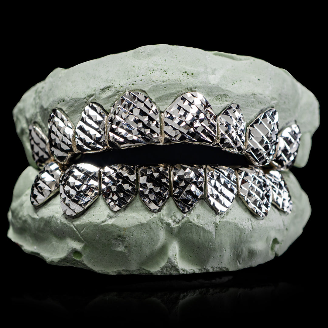 Solid .925 Sterling Silver Diamond Cut Grillz
