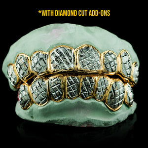 Solid Gold Two Tone Diamond Dust Grillz