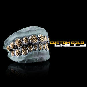 Solid Two Tone White Gold Diamond Cut with Diamond Dust Grillz