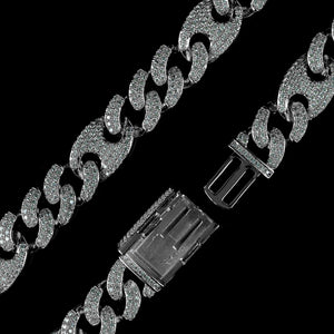 15mm/19mm Diamond Mariner Cuban Chain in Solid Sterling Silver