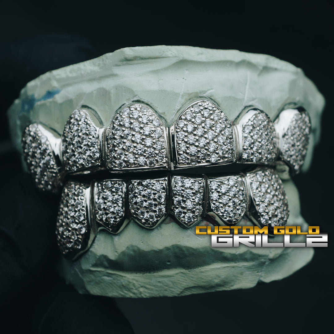 Solid Gold Natural Diamond Zigzag Setting Grillz