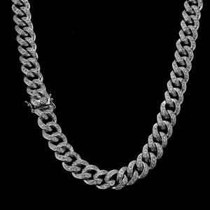 13mm Diamond Cuban Chain in White Gold