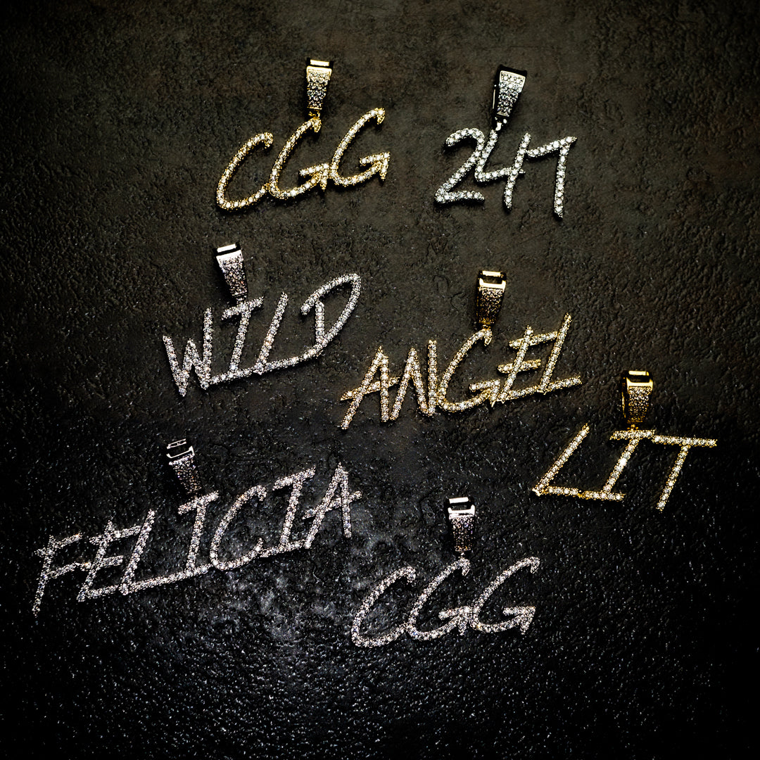 Custom Iced Italic Letter Pendant