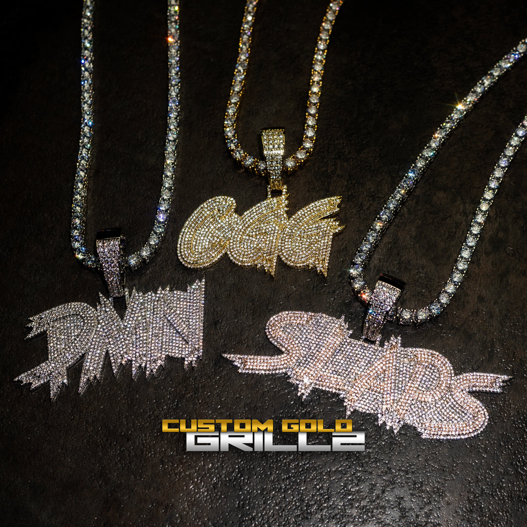 Custom Iced Jagged Letter Pendant
