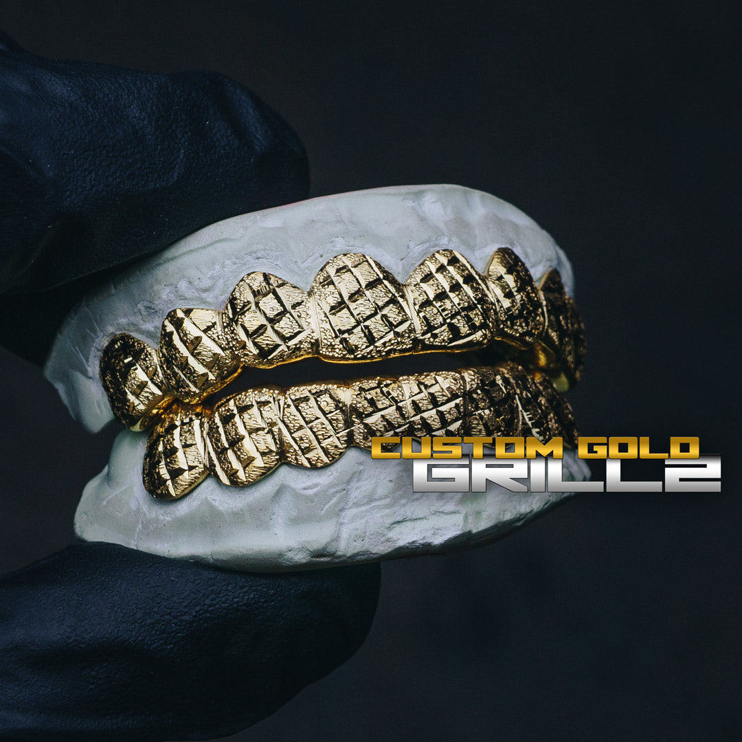 Solid Gold Diamond Cut with Diamond Dust Grillz
