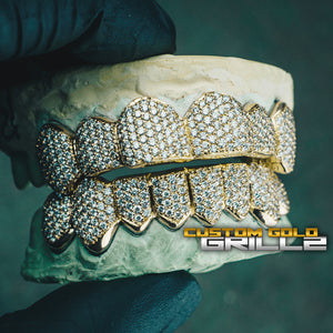 Solid Gold Natural Diamond Zigzag Setting Grillz