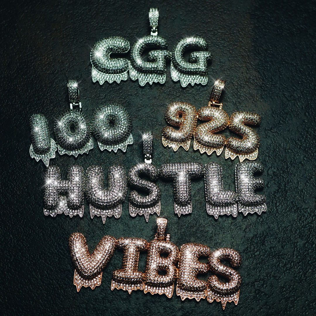 Custom Iced Bold Letter Drip Pendant