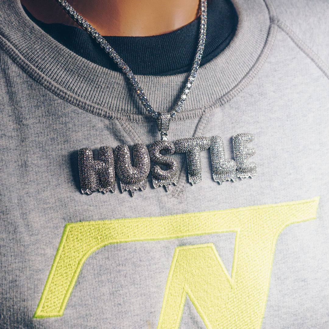 Custom Iced Bold Letter Drip Pendant with Tennis Chain
