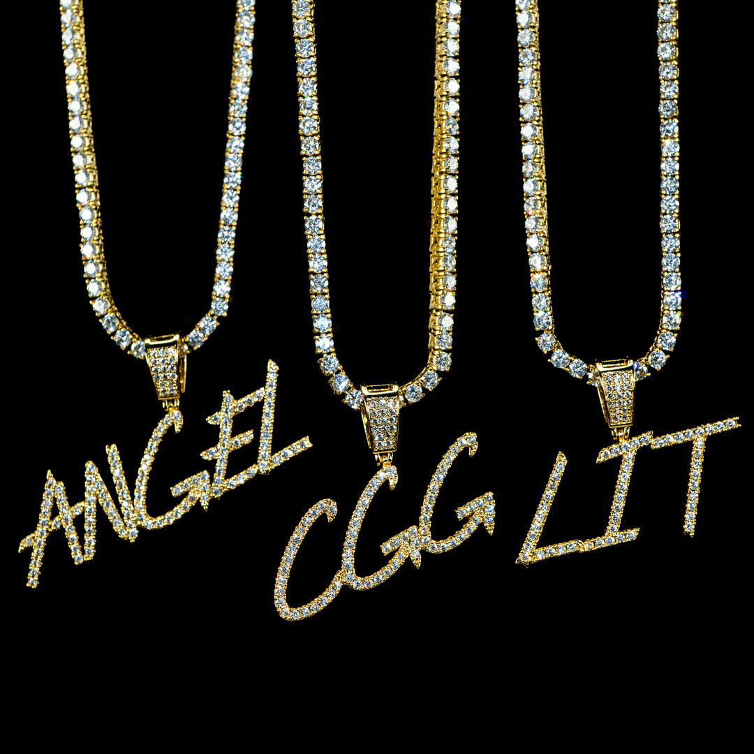 Custom Iced Italic Letter Pendant