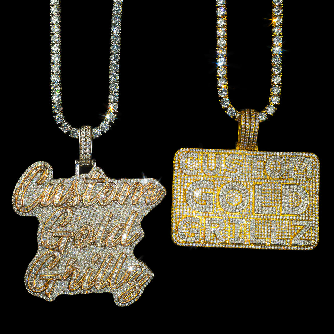 Custom Sterling Silver Pendant Main image with Tennis Chain