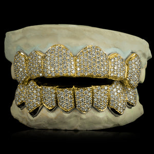 Solid Gold Natural Diamond Zigzag Setting Grillz
