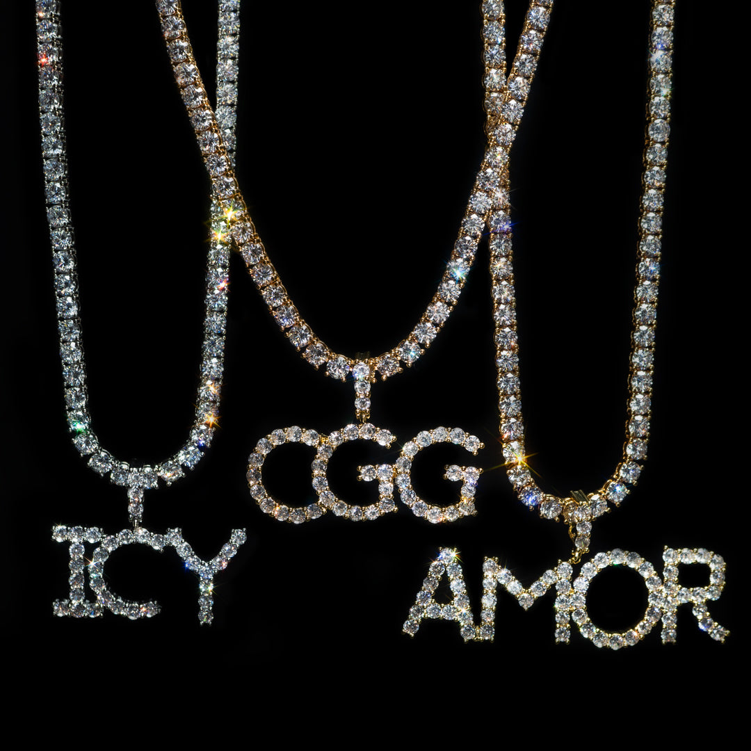 Custom Iced Letter Pendant with Tennis Chain