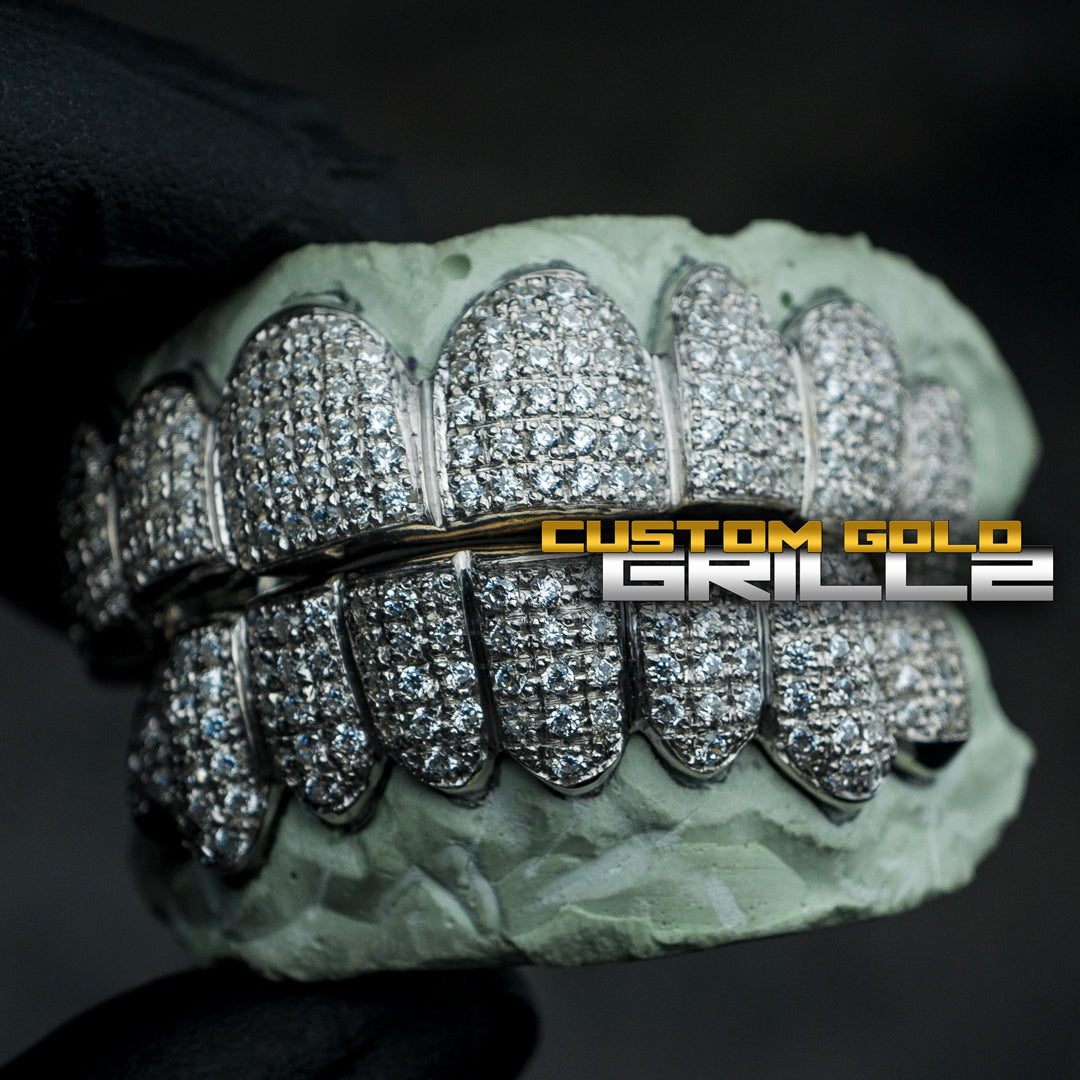 Bustdown Iced Out Bottom Grillz Custom Fit Custom Gold Grillz