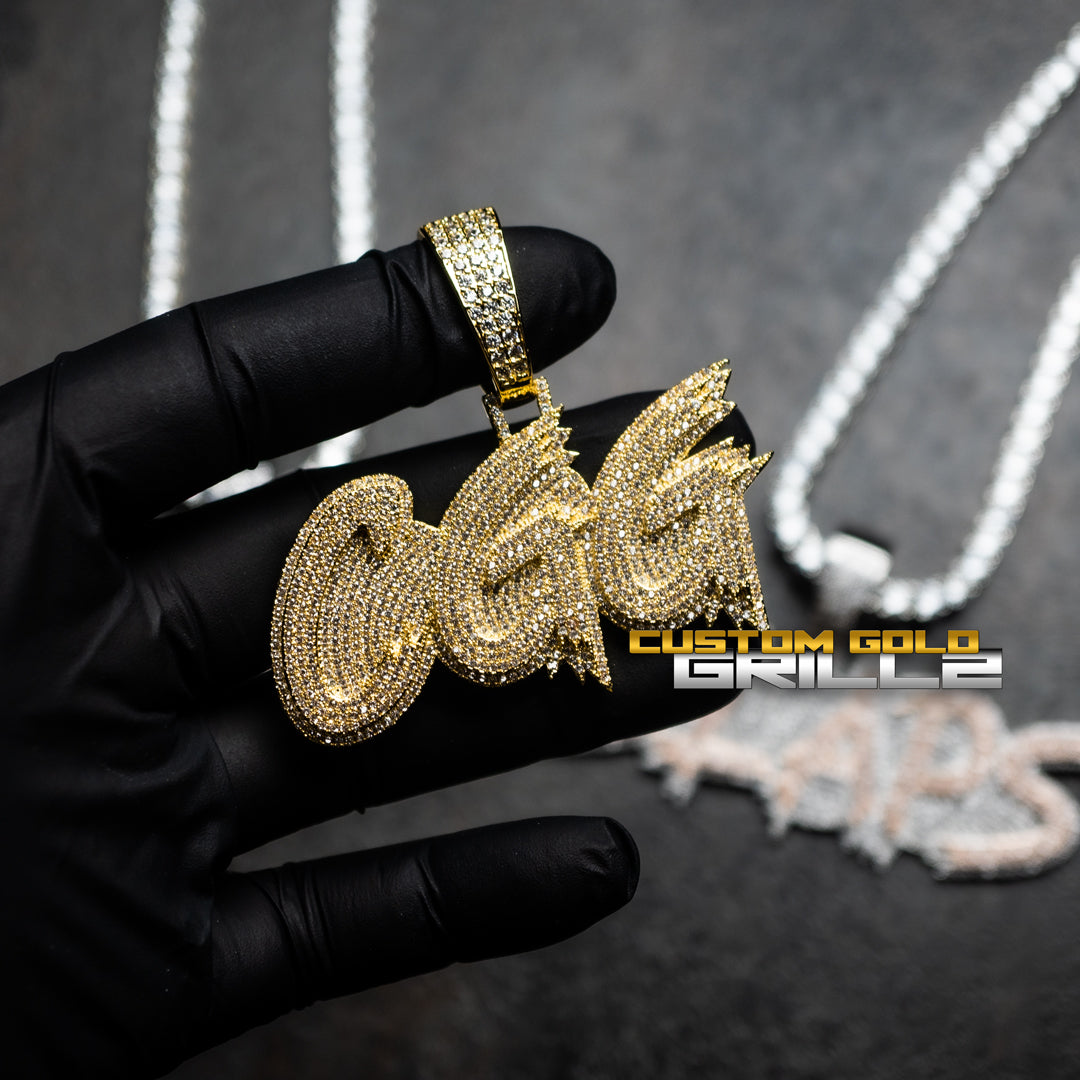 Custom Iced Jagged Letter Pendant