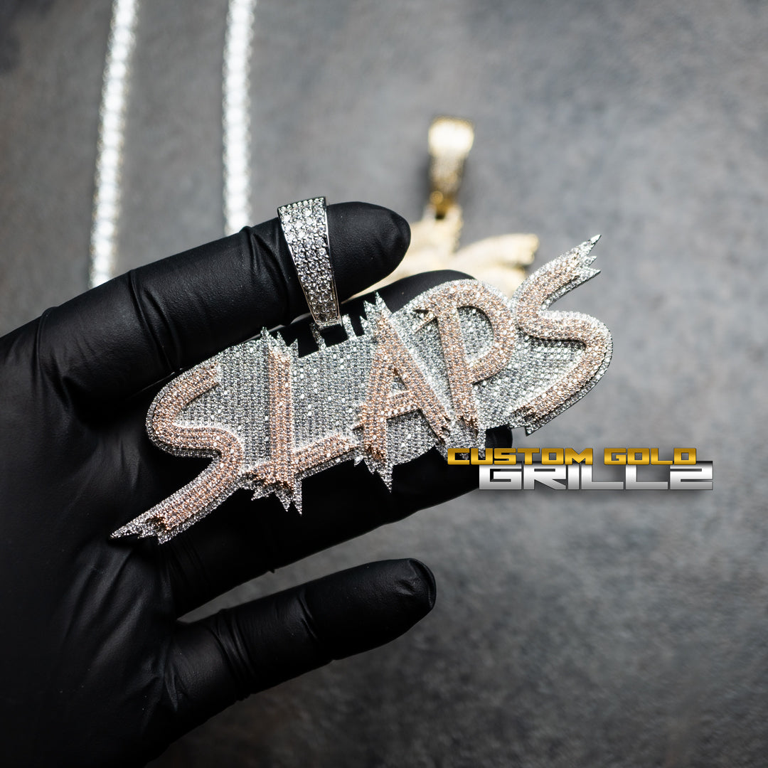 Custom Iced Jagged Letter Pendant