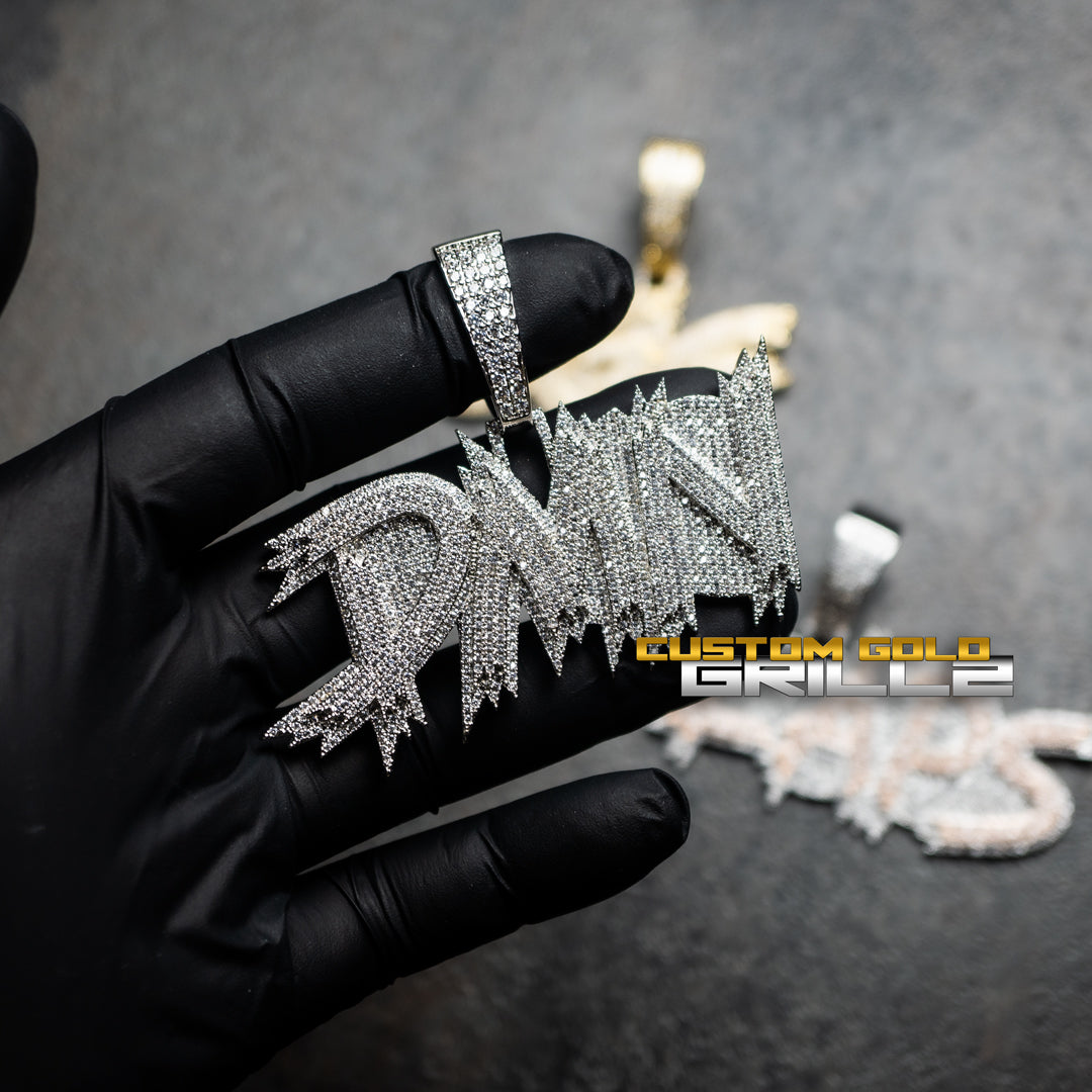 Custom Iced Jagged Letter Pendant