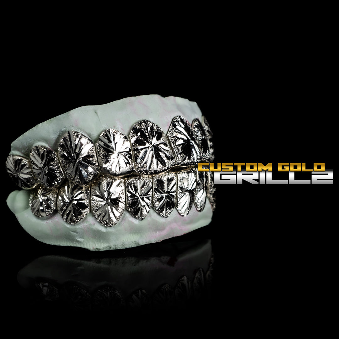 925 Solid Sterling Silver Starburst + selling Diamond Dust Cut Handmade Custom Fit Grill Grillz