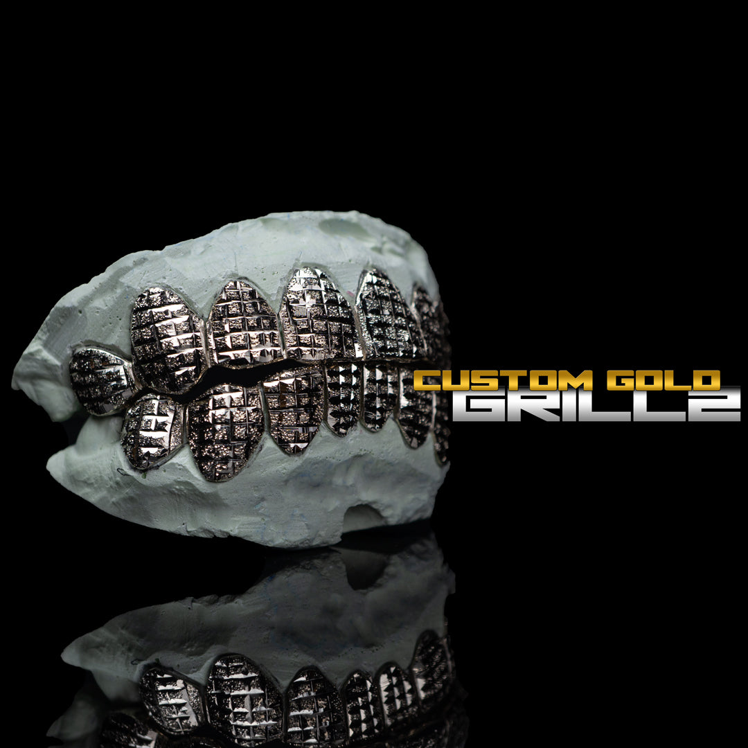 Solid .925 Sterling Silver Princess Square Diamond Cut with Diamond Dust Grillz