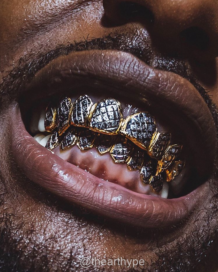 thumbnail image 2 of Two-Tone Sterling Silver & 18K Gold Plated Princess Cut Grillz - Unbranded 2 of 12