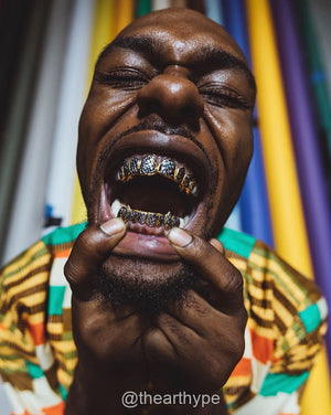 Solid Gold Two Tone Diamond Dust Grillz